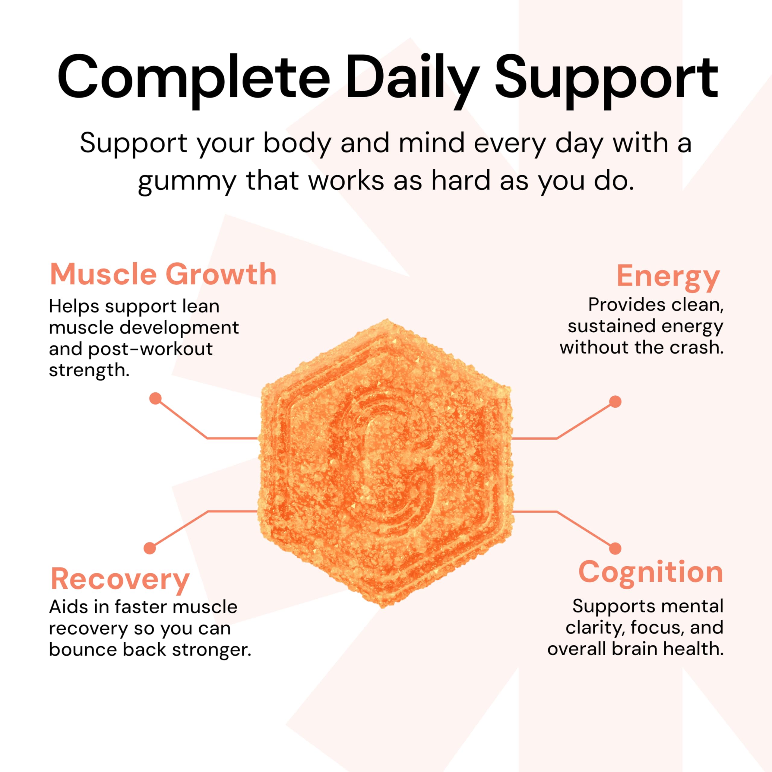 Create Creatine Monohydrate Gummies poured into hand emphasizes portable performance
