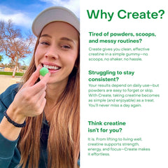 Create Creatine Monohydrate Gummies vegan gluten free badge appeals to dietary needs