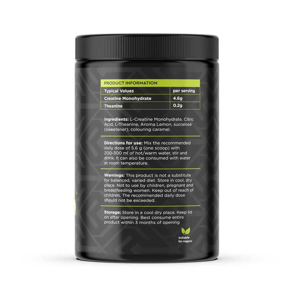 CreaTea lemon-tea style mix being poured into a glass after workouts