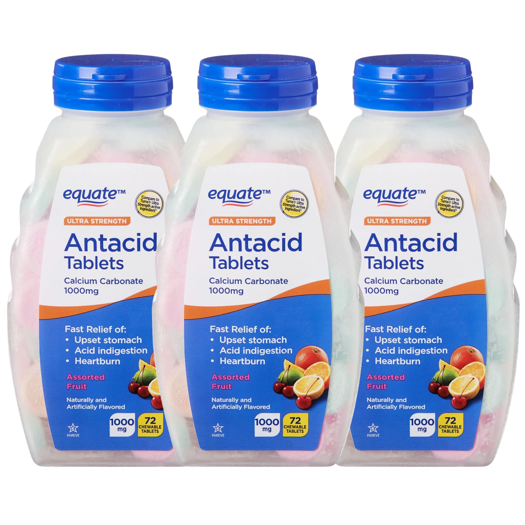 Create and Bundle Equate chewable fruit tablets in bright flavors for easy relief