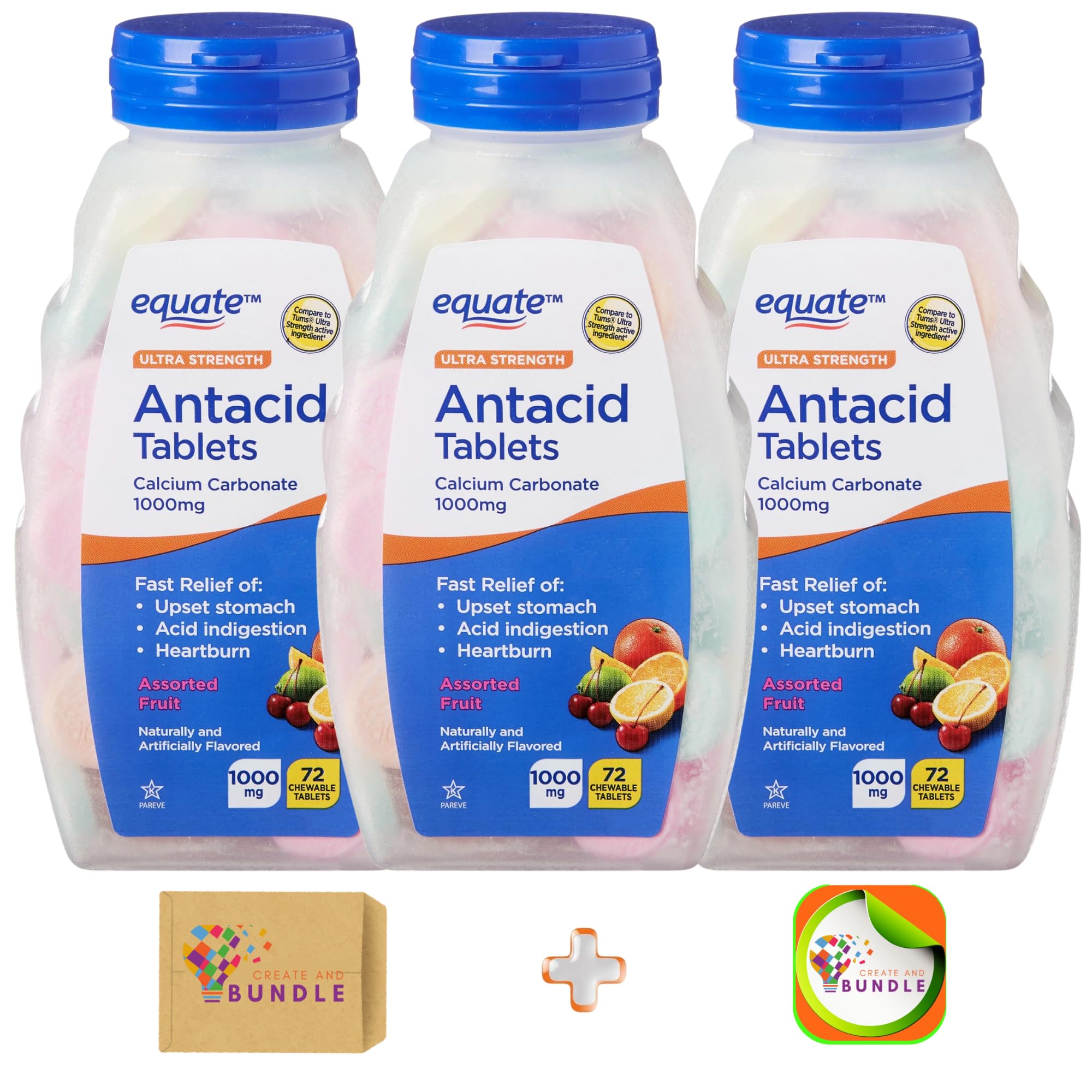 Create and Bundle Equate Ultra Strength Antacid bottle for on-the-go use