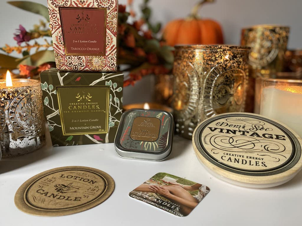 Creative Energy gift packaging featuring rosemary lavender design