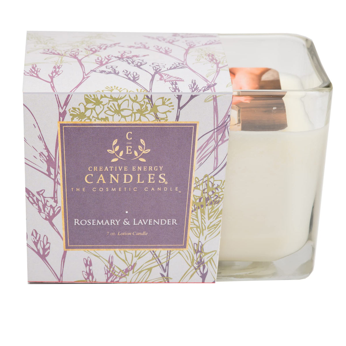 Creative Energy rosemary and lavender candle jar creates a soothing ambience