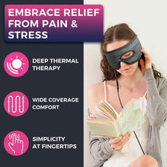 Close-up of CREATRILL eye mask control panel and adjustable strap.