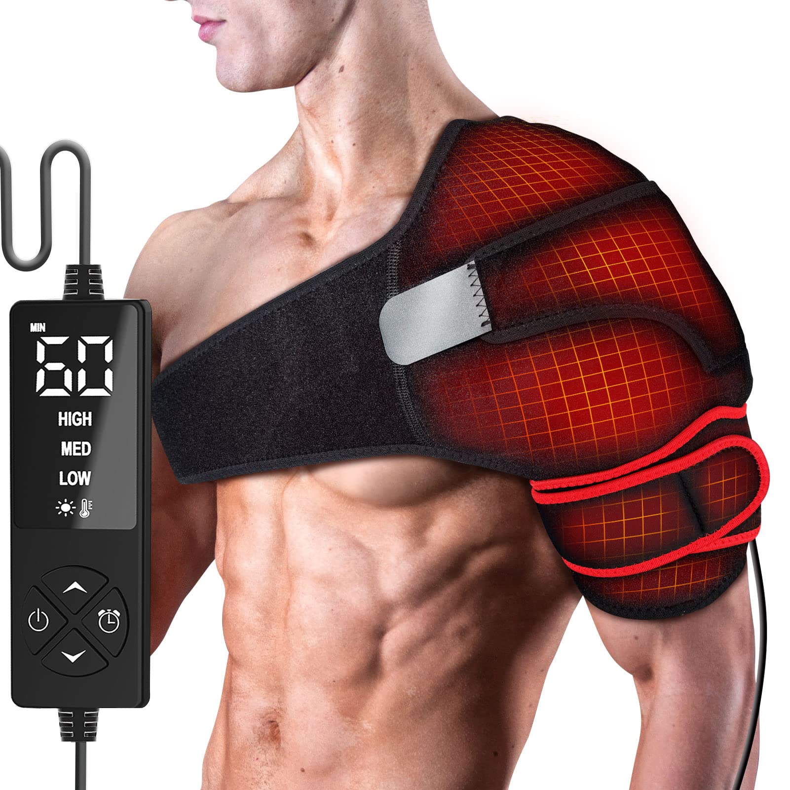 CREATRILL shoulder heating pad front view showing ergonomic design for targeted relief