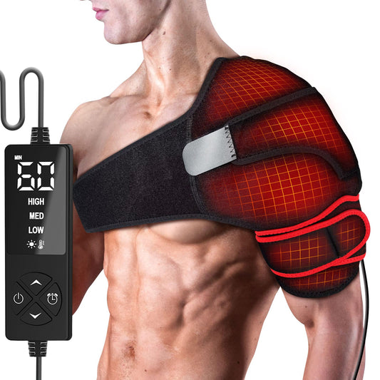CREATRILL shoulder heating pad front view showing ergonomic design for targeted relief
