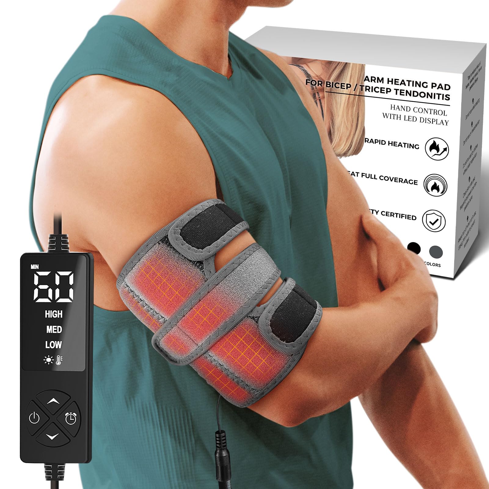 creatrill upper arm heating pad sleeve on arm provides targeted warmth for muscle relief