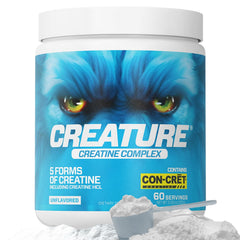 CREATURE Creatine Complex tub front showing multi-form formula for performance support