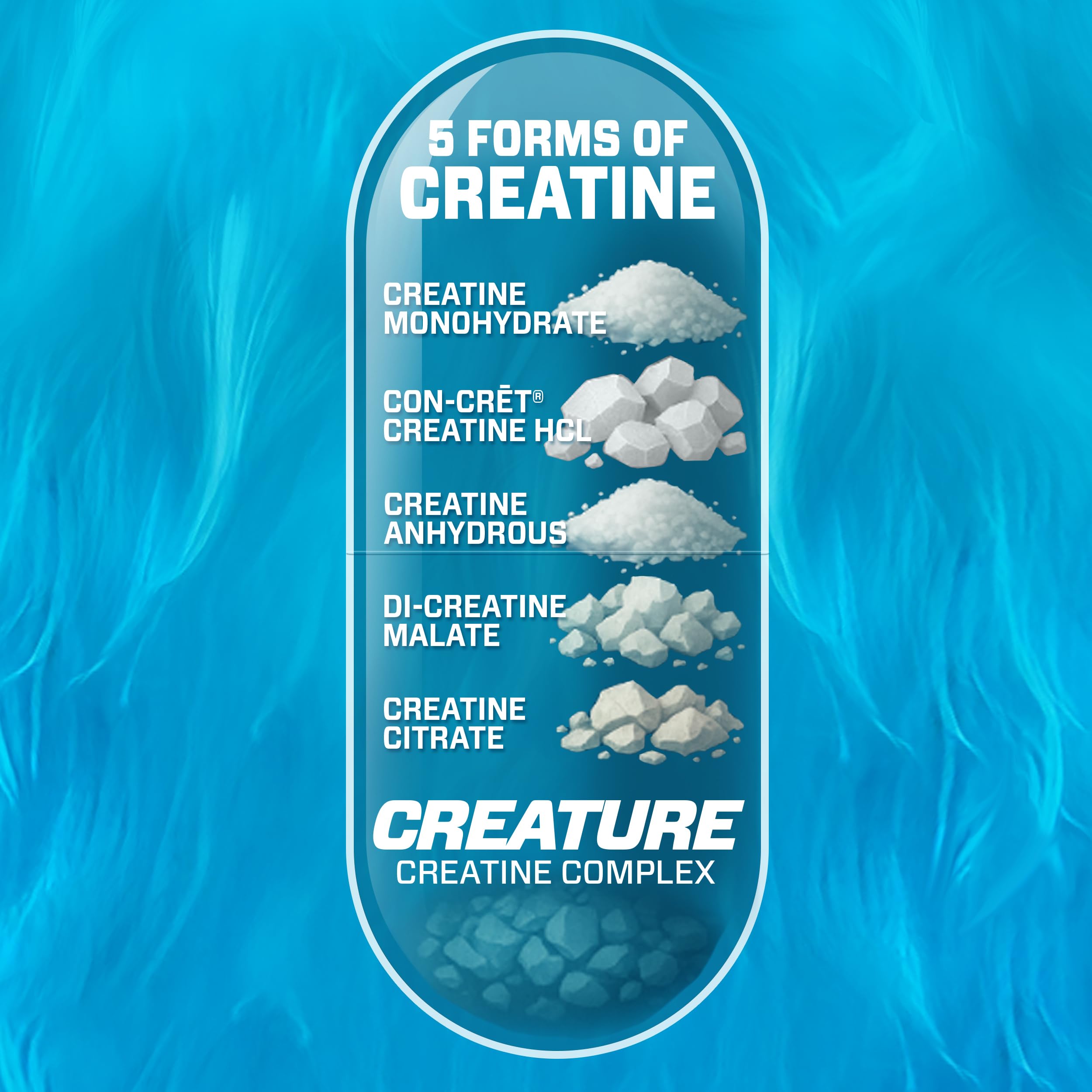 CREATURE Creatine Monohydrate capsules close-up for strength and steady energy