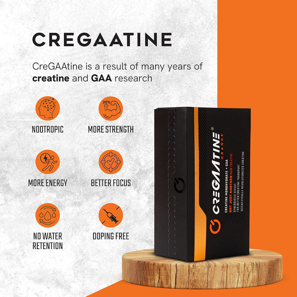 CreGAAtine single-serve orange sachet close-up for convenient use