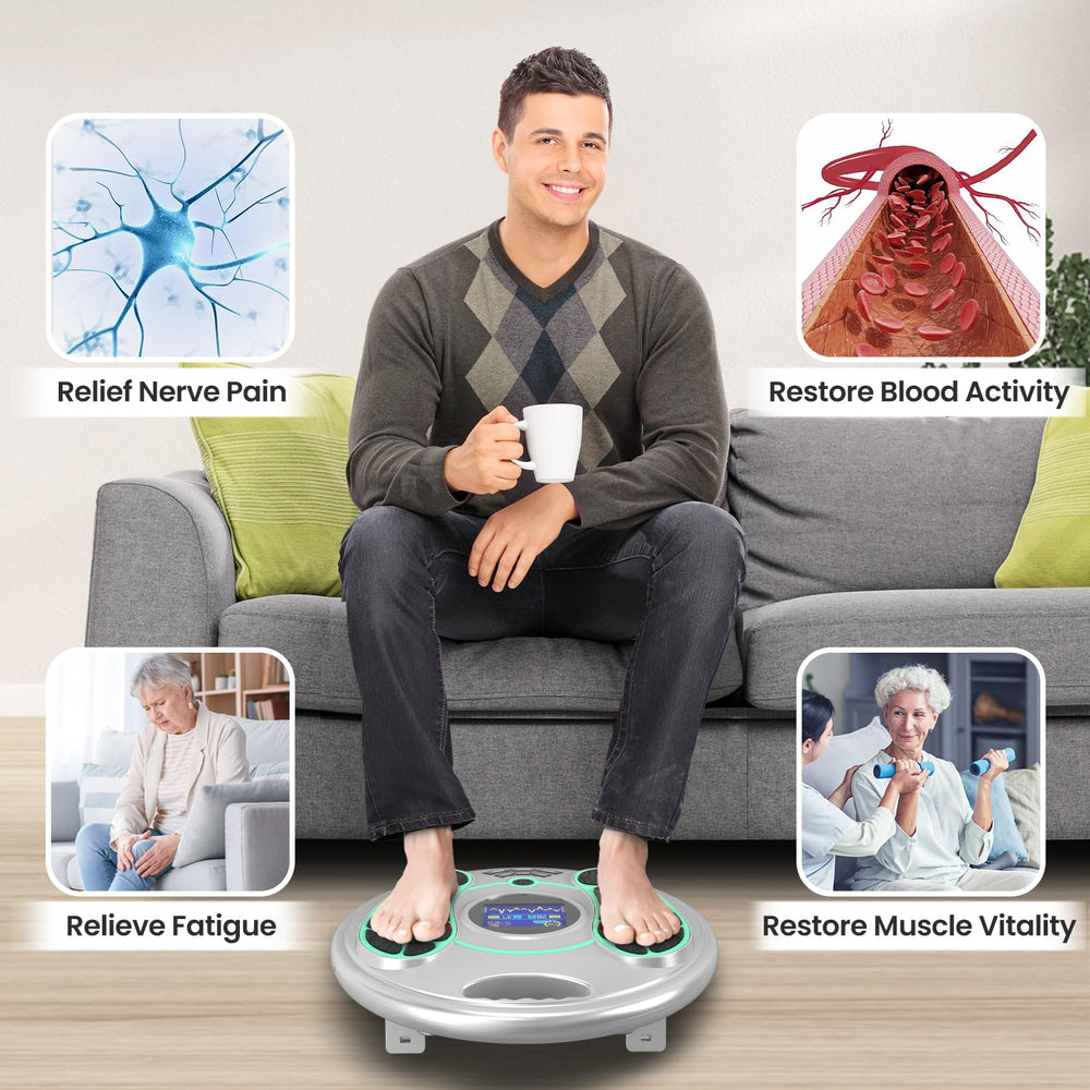 Creliver EMS Foot Massager packaging includes essentials for setup.