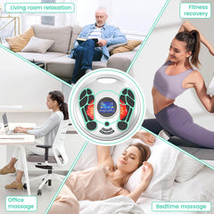 Creliver EMS Foot Massager usage scene in a living room for convenient relaxation.