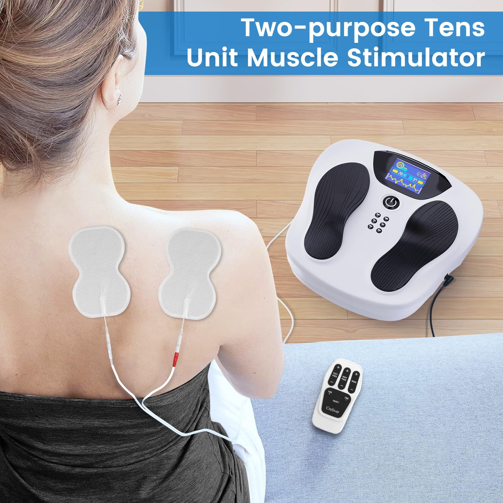 Creliver EMS Foot Stimulator Pro 2 ergonomic curved sole fitting a variety of feet