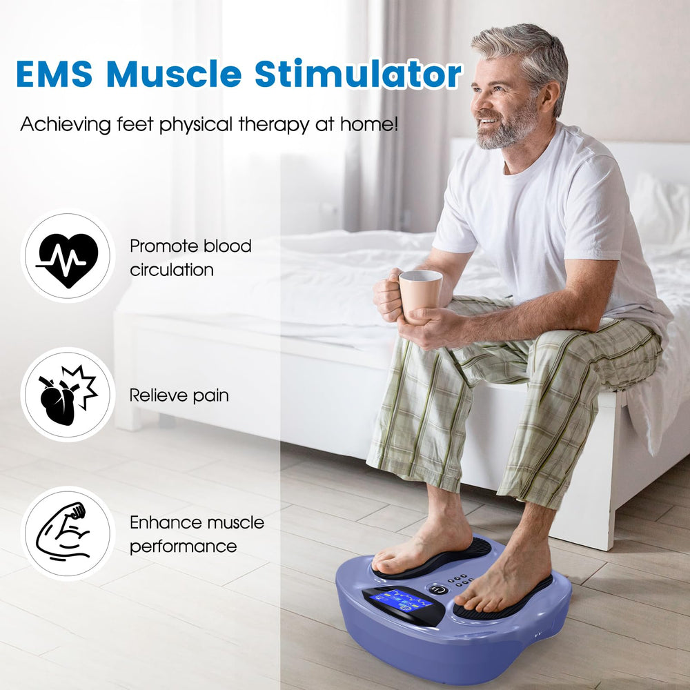 Foot placed in the Creliver EMS Foot Stimulator Pro during a relaxing session