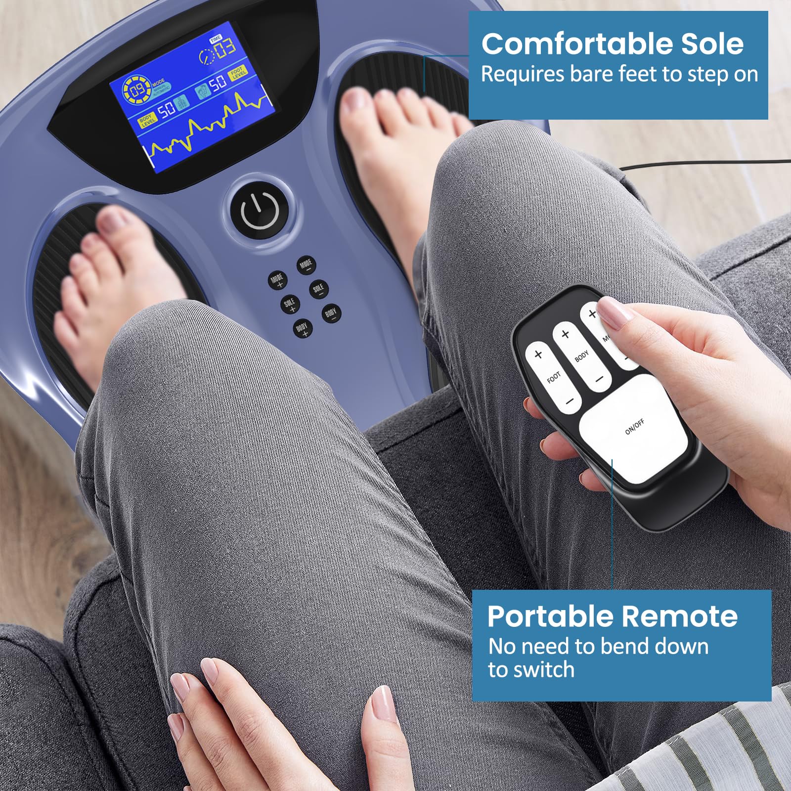 Remote operation of the Creliver EMS Foot Stimulator Pro for hands-free control