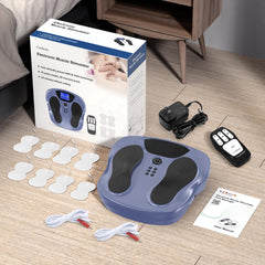 Lifestyle use scenario with the Creliver EMS Foot Stimulator Pro in a cozy setting