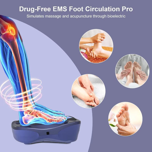 Creliver self adhesive pads on ankle for targeted relief and massage.