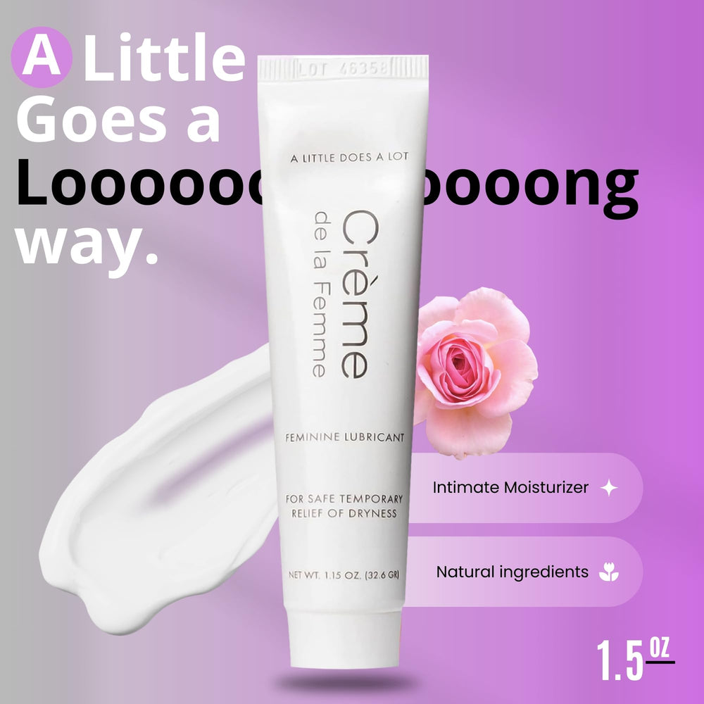 Creme de la Femme soft tipped applicator aids precise, comfortable application.