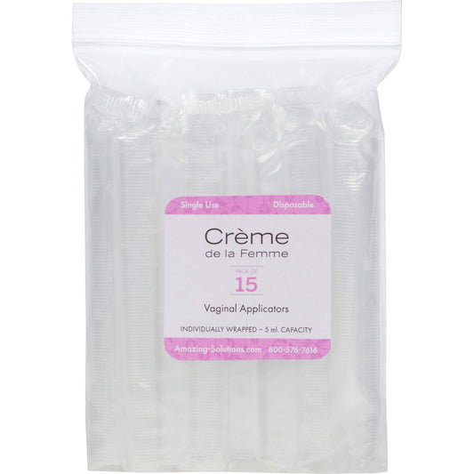Creme de la Femme vaginal applicators with slim design and soft tip for comfortable, hygienic use.