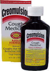 Creomulsion bottle pour shows easy dosing for cough relief