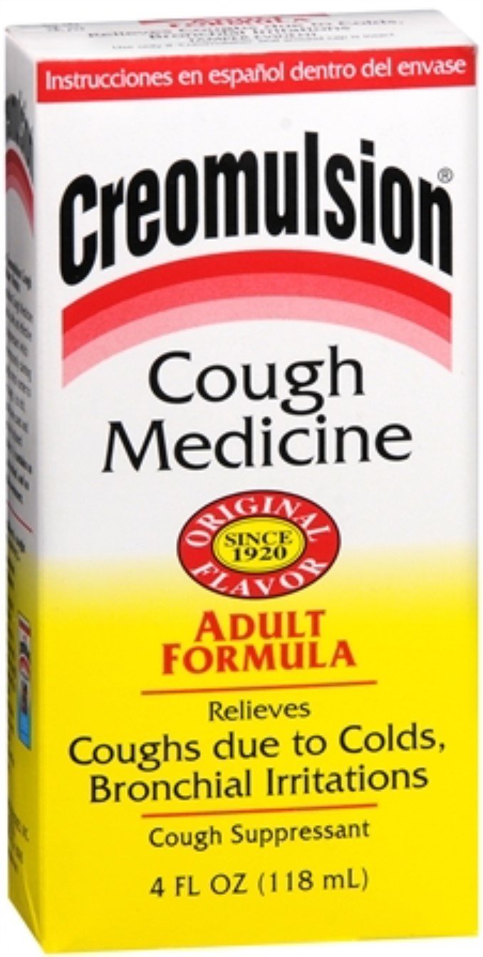 Creomulsion adult formula cough medicine bottle in a four-pack for home use