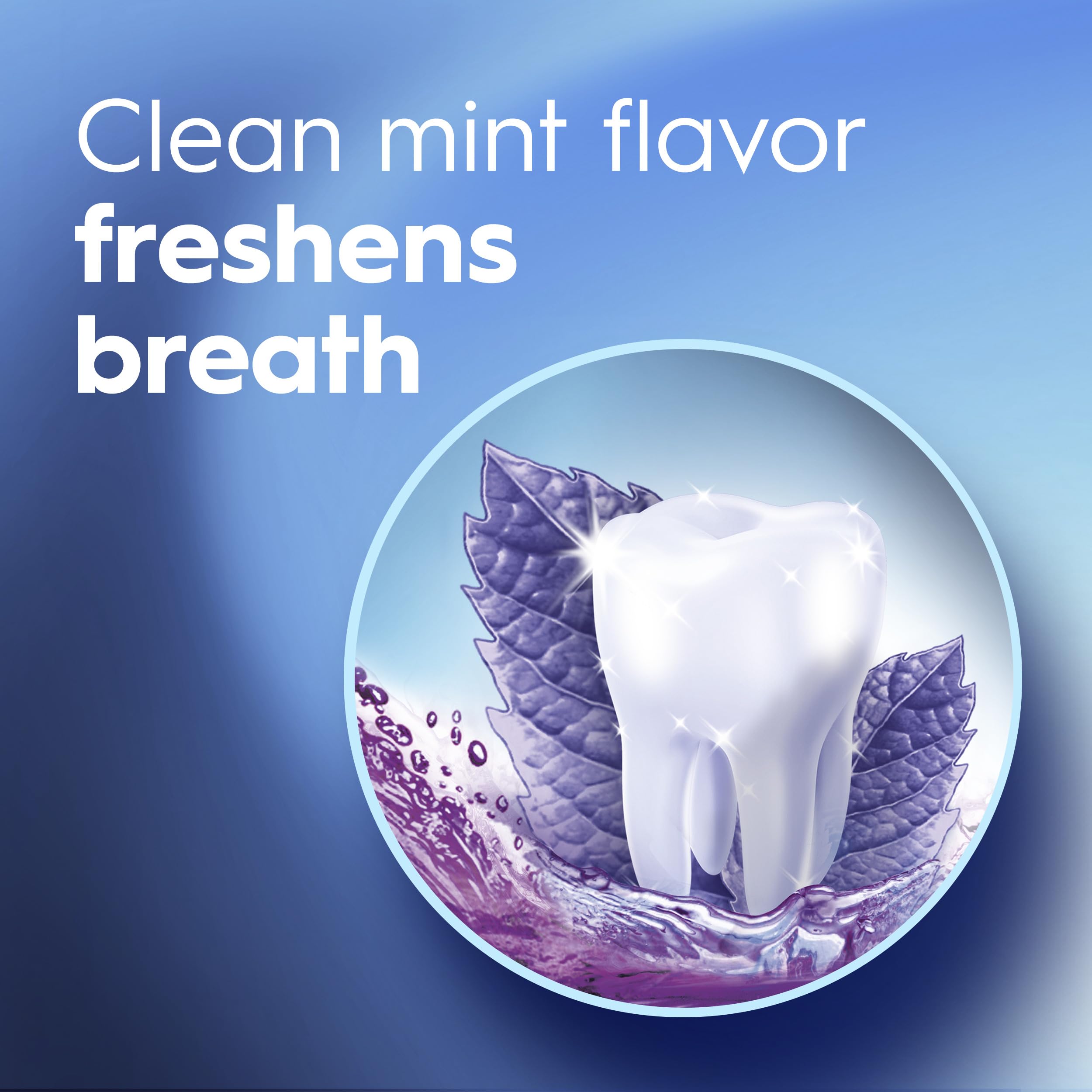 Crest 3D White Brilliance mouthwash cap close-up emphasizing easy-to-use cap