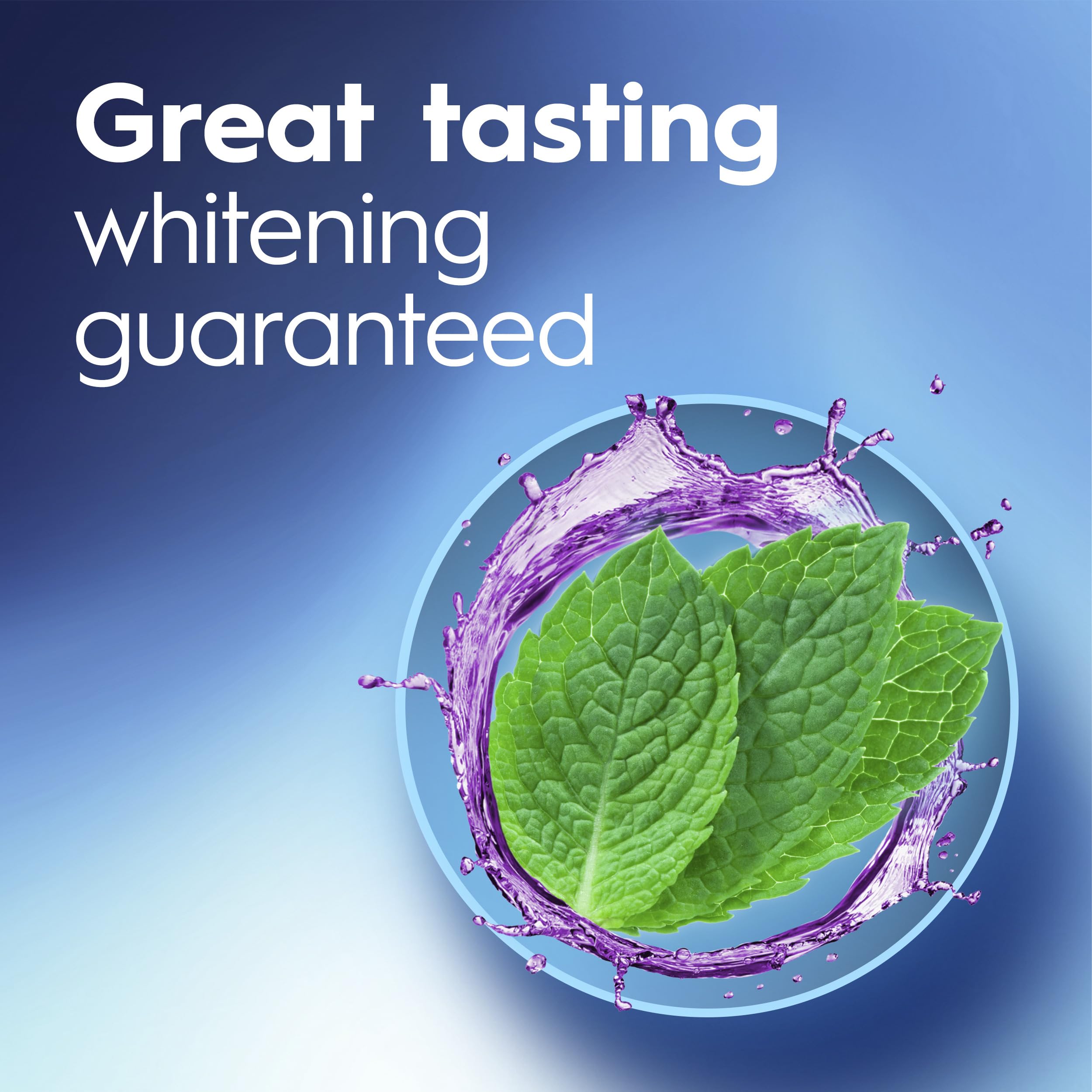 Crest 3D White Brilliance mouthwash pour action showing clean mint flavor