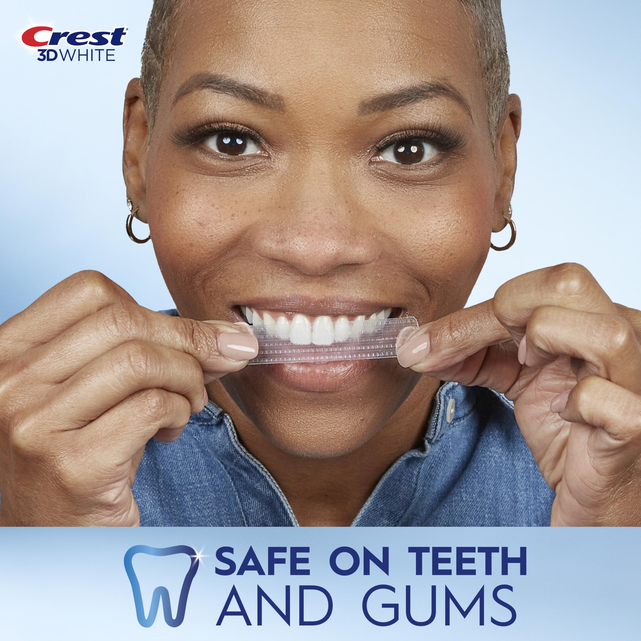 Crest 3D Whitestrips Age Renewal Advanced Seal Technology for no-slip wear.
