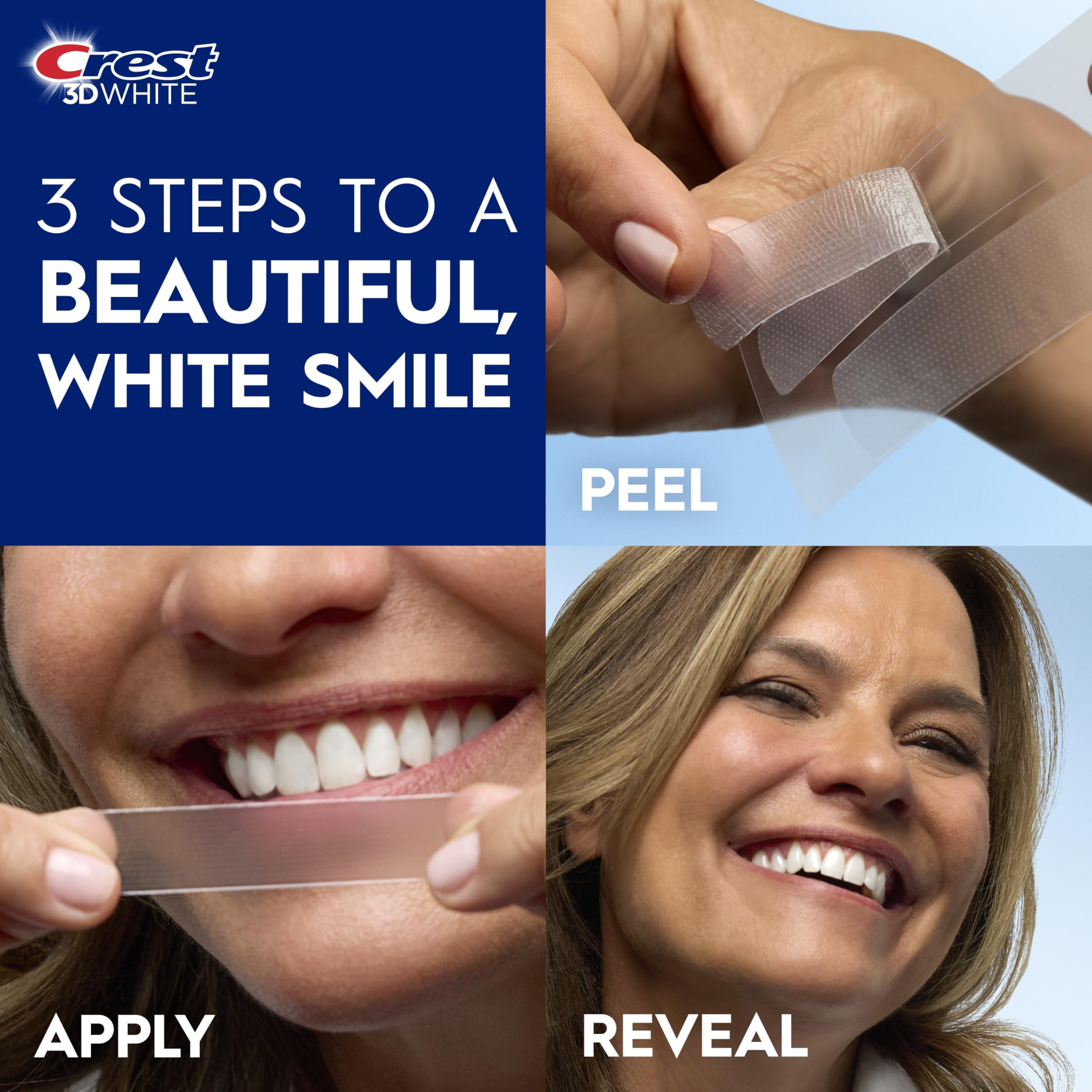 Crest 3D Whitestrips Age Renewal enamel-safe formula supports gentle whitening.