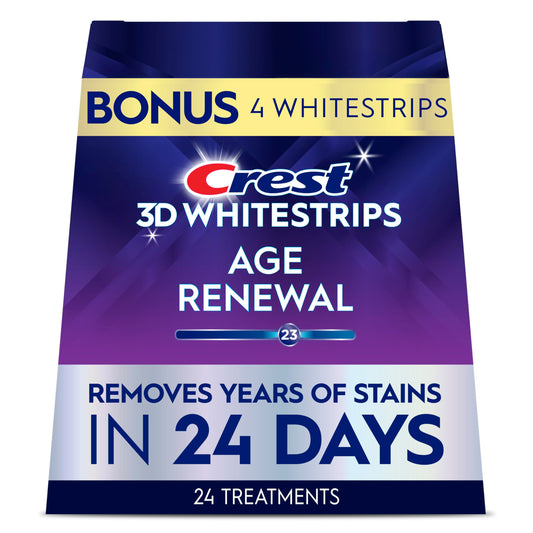 Crest 3D Whitestrips Age Renewal upper strip for whitening action and consistent wear.