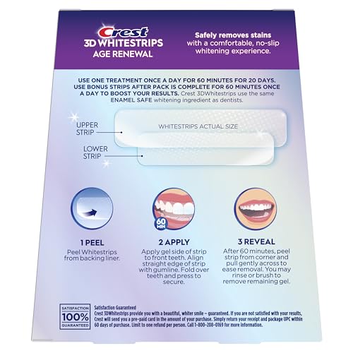 Crest 3D Whitestrips Age Renewal wedding-day-ready whitening potential.