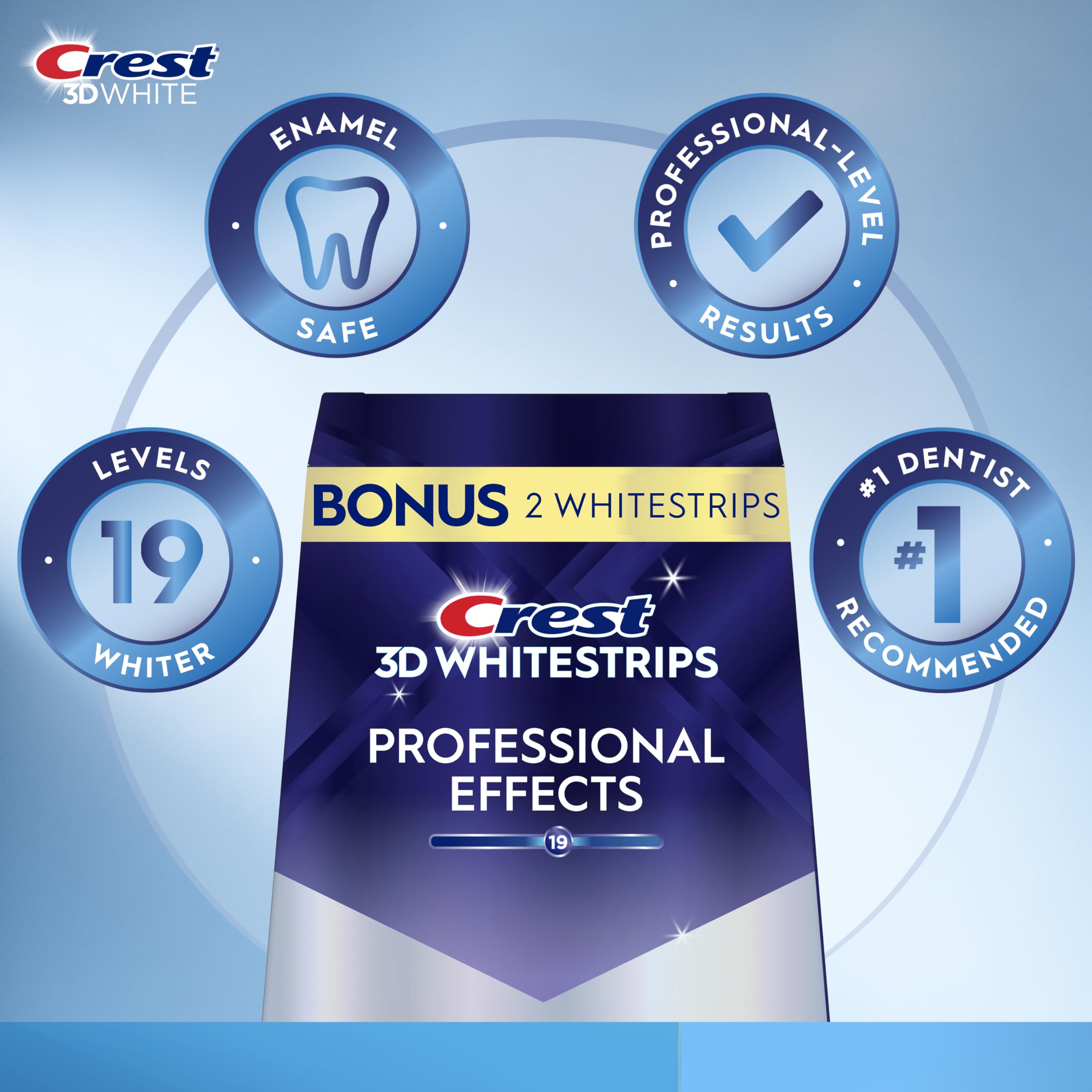 Crest 3D Whitestrips Professional Effects open packaging showing 44 strips