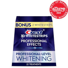 Crest 3D Whitestrips Professional Effects upper strip in use for whitening