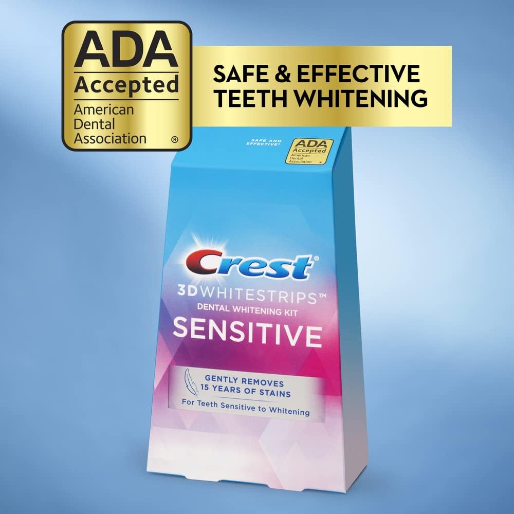 Crest 3D Whitestrips Sensitive enamel-safe design protects teeth.