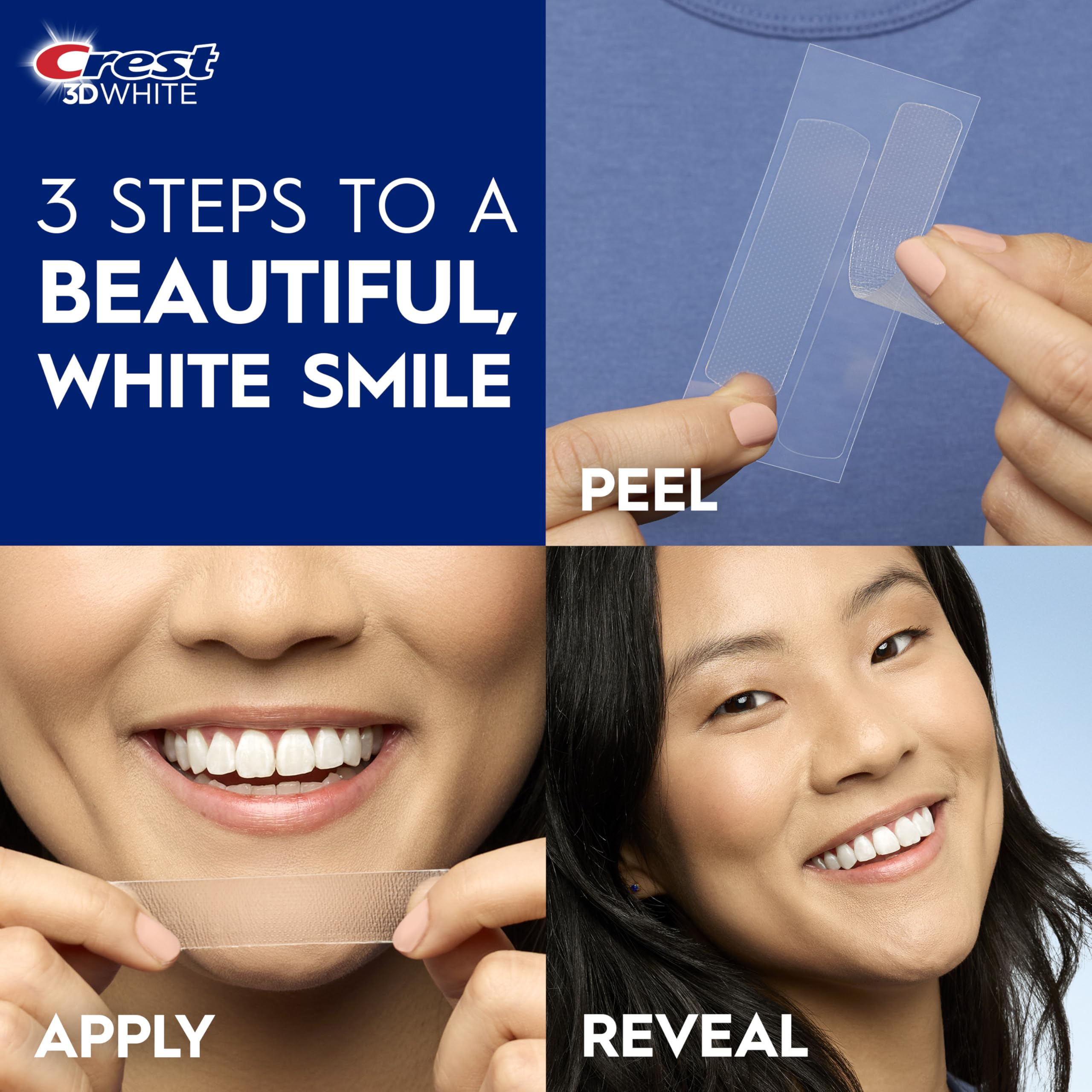 Crest 3D Whitestrips Vivid Plus bathroom counter setup ready for daily whitening