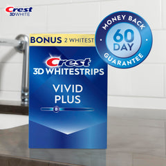 Crest 3D Whitestrips Vivid Plus lower strip during a 30-minute treatment