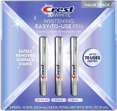 Crest 3DWhite enamel-safe pen pack shot for convenient at-home whitening.