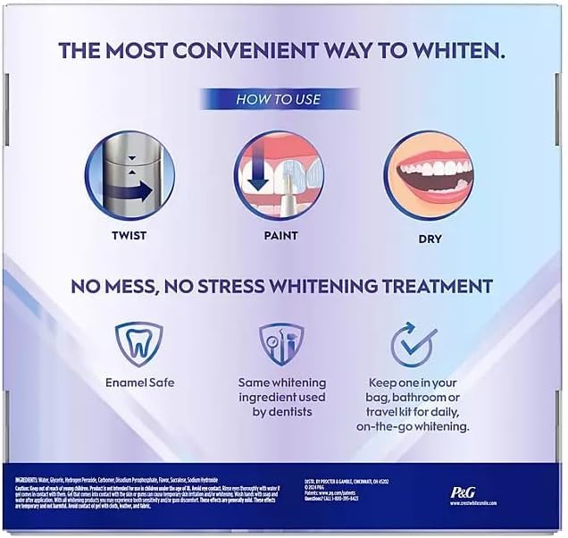 Crest 3DWhite pen application close-up for precise, mess-free whitening.