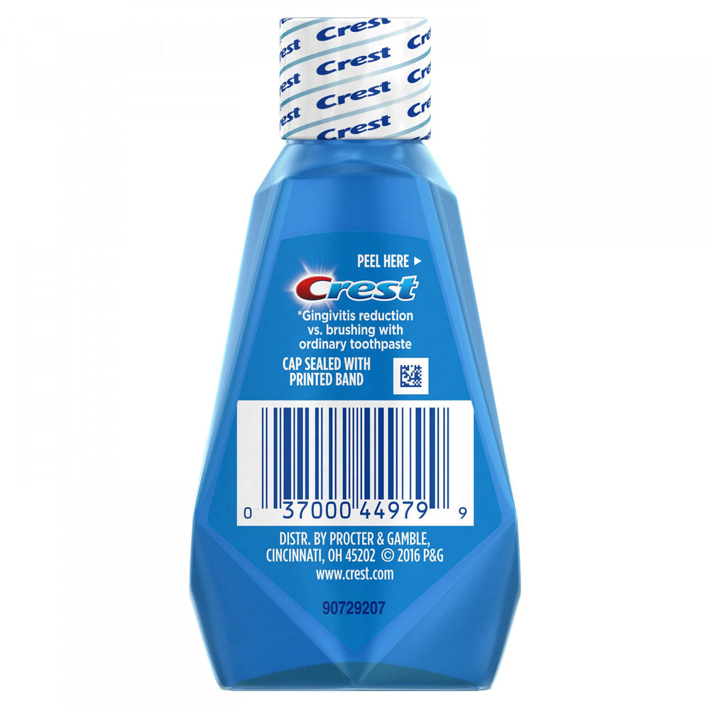 Crest Pro-Health Mouthwash on-the-go bottle promotes 12-hour fresh breath confidence.