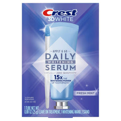Crest Whitening Emulsions gel pen with wand applicator for precise, no-rinse whitening.