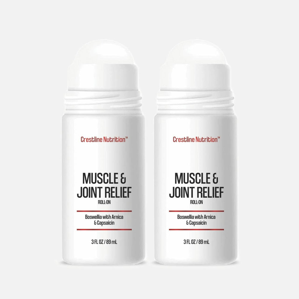 Crestline Muscle & Joint Relief bottle front with a 2-pack for daily comfort