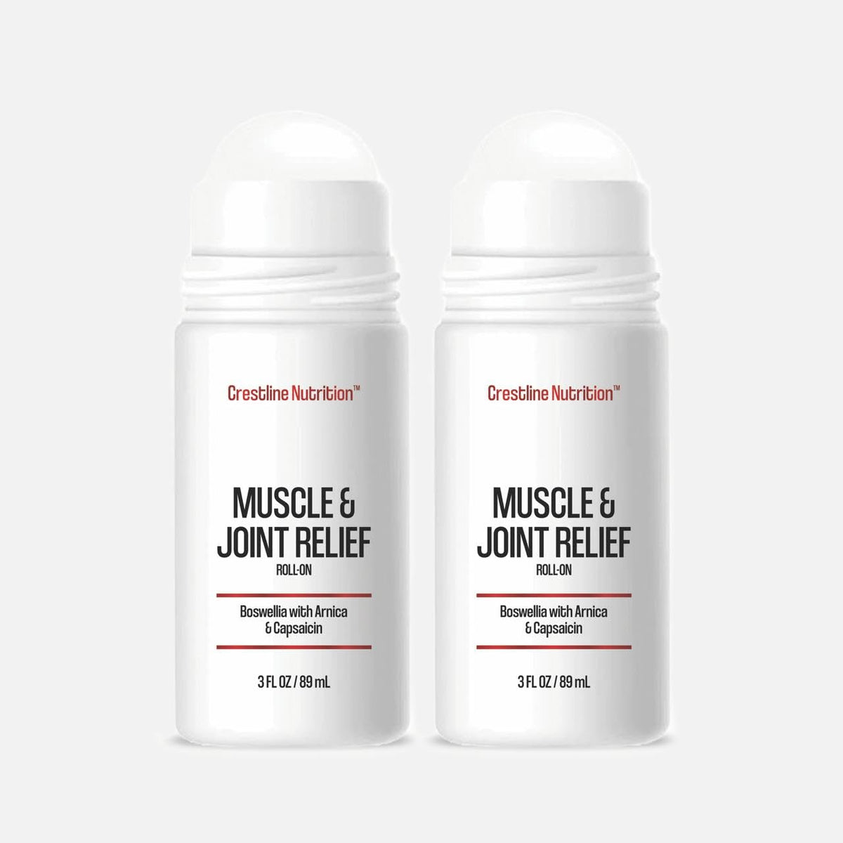 Crestline Muscle & Joint Relief bottle front with a 2-pack for daily comfort