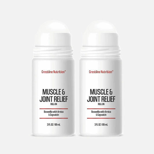 Crestline Muscle & Joint Relief bottle front with a 2-pack for daily comfort