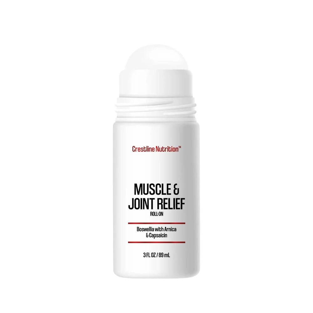 Crestline Nutrition Muscle and Joint Relief bottle front for fast on-the-go comfort.