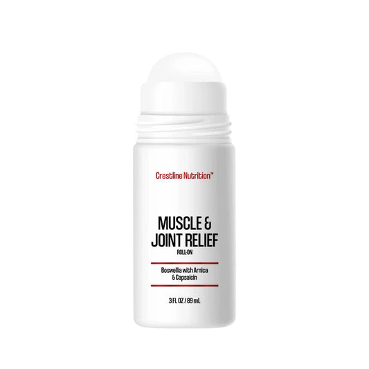 Crestline Nutrition Muscle and Joint Relief bottle front for fast on-the-go comfort.