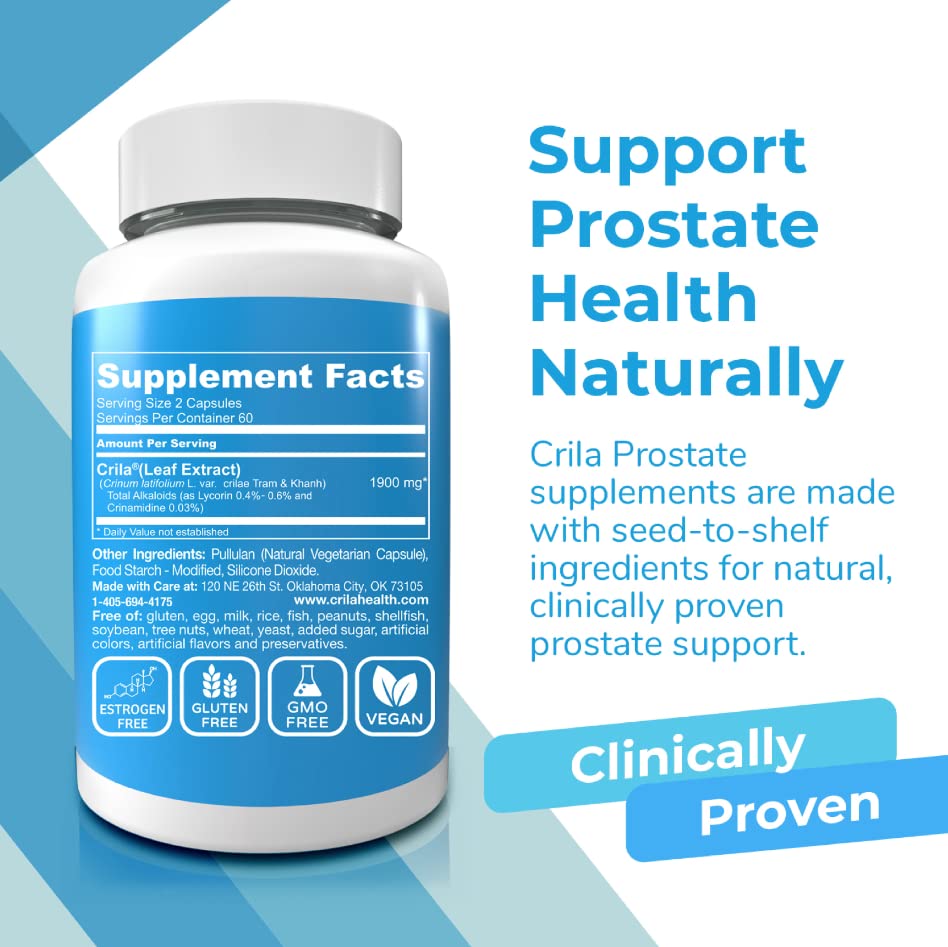 CRILA Crinum Latifolium capsules highlighting plant-based prostate health