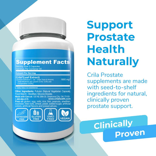 CRILA Crinum Latifolium capsules highlighting plant-based prostate health