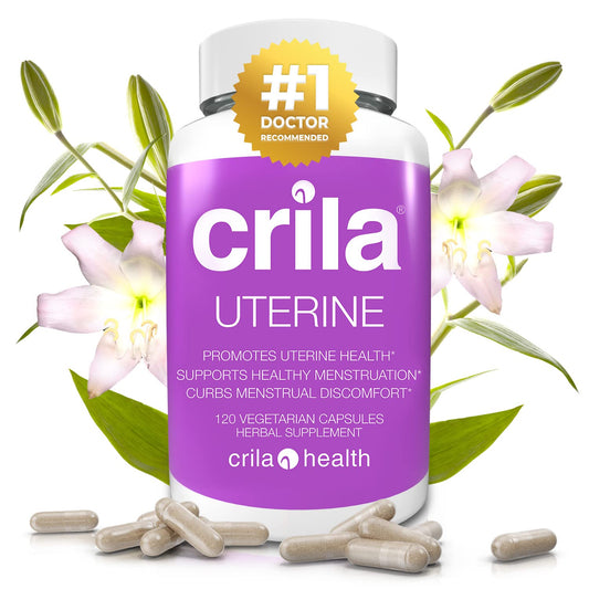 CRILA patented uterine supplements bottle for daily uterine and ovarian support