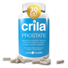 CRILA Prostate bottle label highlights patented extract and sleep support