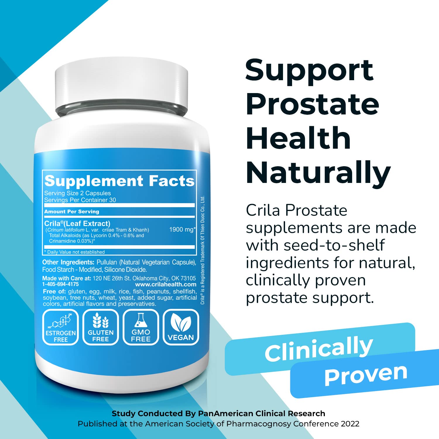 CRILA Prostate pills closeup shows capsule texture and natural origin